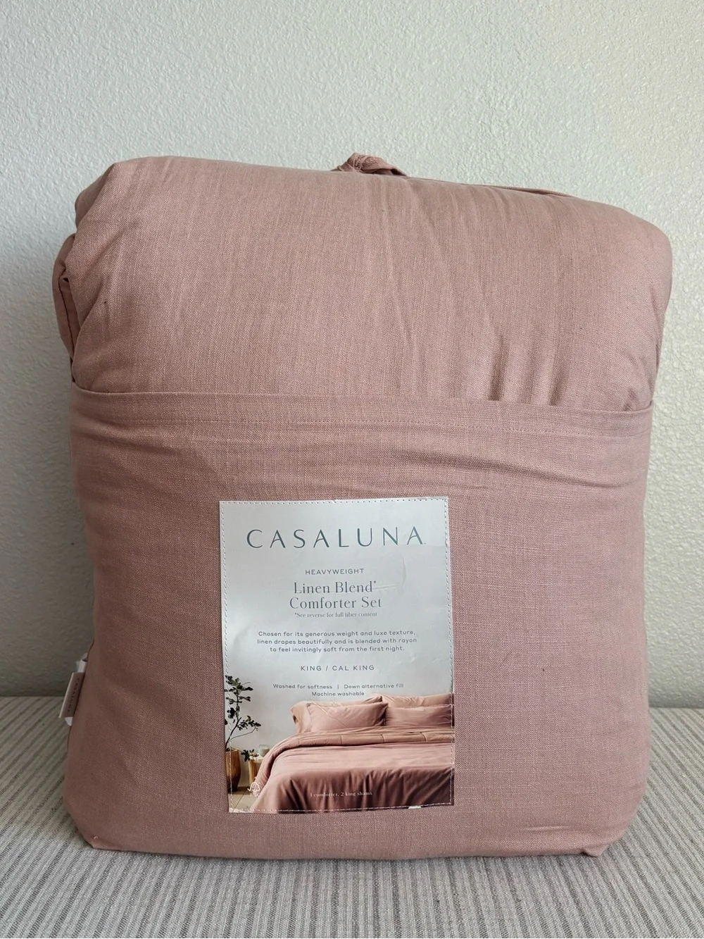 NWT King/ California King Heavyweight Linen Blend Comforter and Sham Set